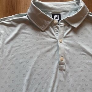 FootJoy FJ Performance Golf Polo Shirt Cloud Sun All Over Print Pattern Blue XL